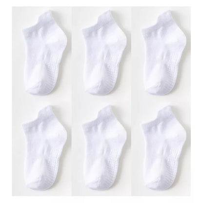6 Pairs/Lot 0 to 6 Yrs Cotton Children's Anti-Slip Boat Socks for Boys Girl Low Cut Floor Kid Sock With Rubber Grips Four Season