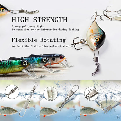 100pcs/Box 6 Size Swivel Fishing Connector Snap Pin Rolling Fishing Lure Tackle Alloy Fishing Gear Fish Tool Fishing Accessories