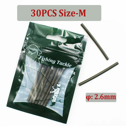 30PCS Carp Fishing Accessories Heat Shrink Tubes Rubber Sleeves Heating Shrink Tubing for Carp Ronnie Rigs Croase Fishing Tackle