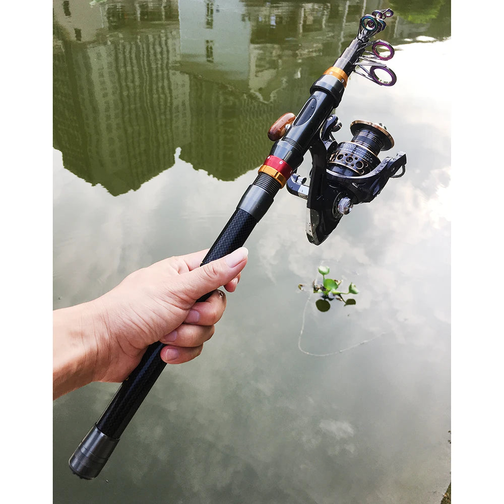 Telescopic Fishing Rod Combo and Reel Kit Spinning Fishing Reel Gear Pole Set Fishing Reel and Rod