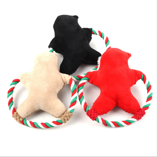 New Pet Plush Toys Dog Squeaky Cartoon Cotton Rope Christmas Toys Molar Resistant Bite Vent Toys