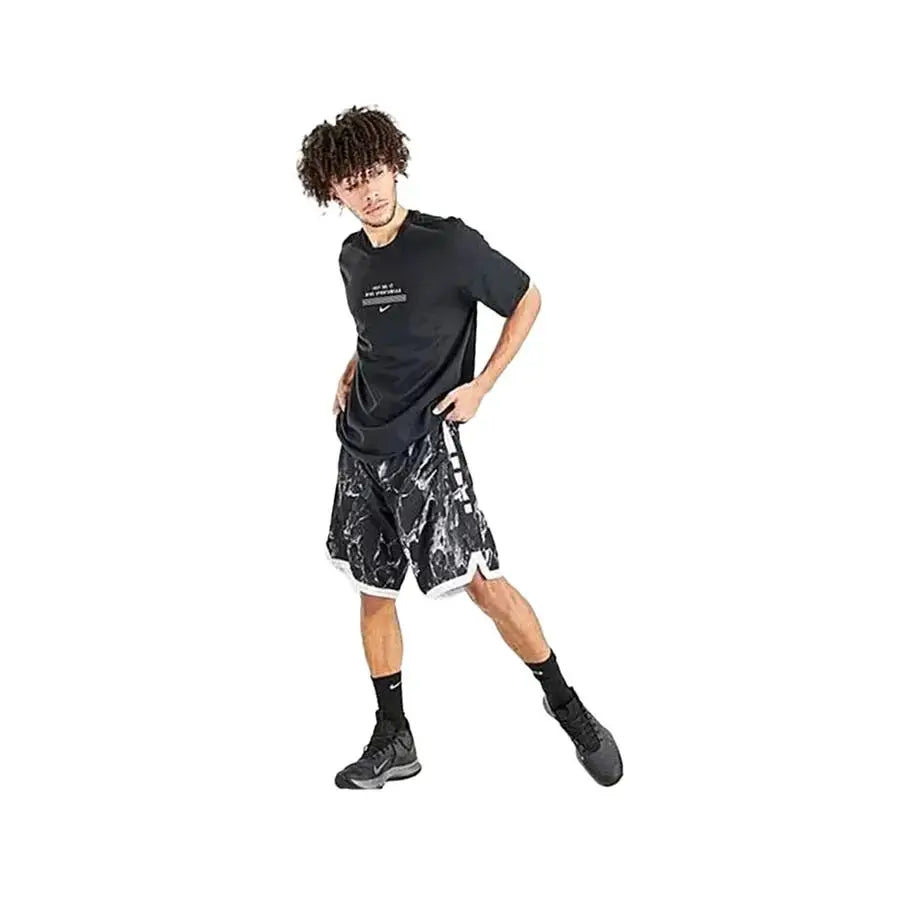 Nike Dri-Fit Marble Print Elite Basketball Pants Men's Active Shorts in Black Marble XS Available | 100% Authentic
