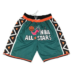 Embroidery Basketball Shorts Retro Sweat Vintage Bulls Magic Heat All Star Basketball Wear Shorts Zipper Pockets Just Men Don
