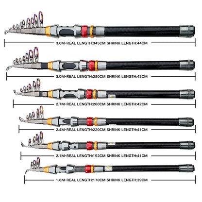 Telescopic Fishing Rod Combo and Reel Kit Spinning Fishing Reel Gear Pole Set Fishing Reel and Rod