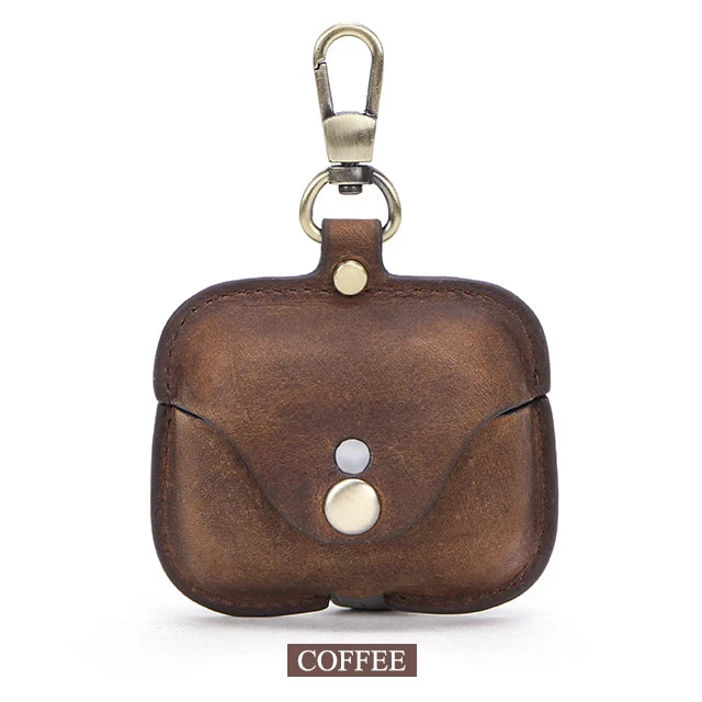 Retro Genuine Leather Cover for AirPods Pro Case Funda Airpod Pro чехол Bluetooth Wireless Headphones Charging Box Luxury