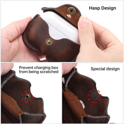 Retro Genuine Leather Cover for AirPods Pro Case Funda Airpod Pro чехол Bluetooth Wireless Headphones Charging Box Luxury