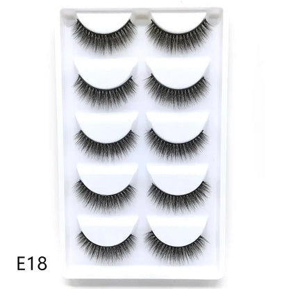 5 Pairs Multipack Faux 3D Mink Hair False Eyelashes Handmade Fluffy Long Lashes Nature Long Eye Makeup Tools Eye Lashes H13/S19