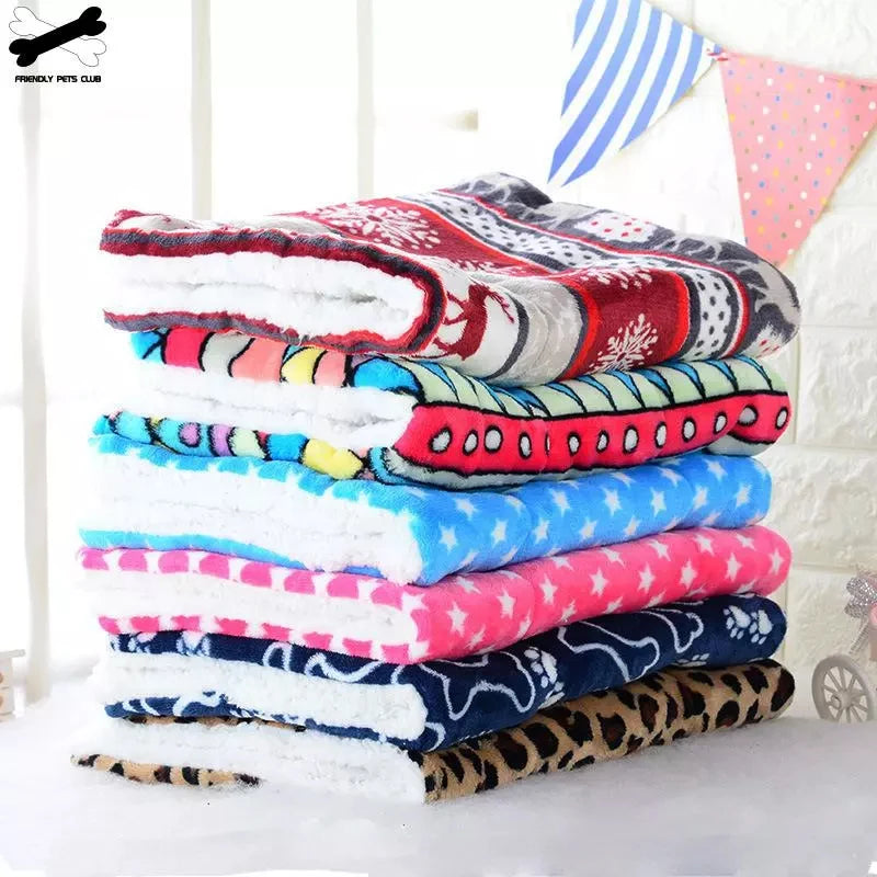 Winter Warm Pet Dog Soft Cushion Large Print Flannel Cotton Mattress Cat Pet Mat Bed Pad Rug Cartoon Printed Cat and Dog Pad