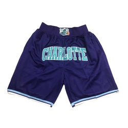 Embroidery Basketball Shorts Retro Sweat Vintage Bulls Magic Heat All Star Basketball Wear Shorts Zipper Pockets Just Men Don