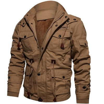 Winter Jacket Men Casual Thick Thermal Coat Green  Jackets Cargo Outwear Fleece Hooded Jacket 4XL Clothes