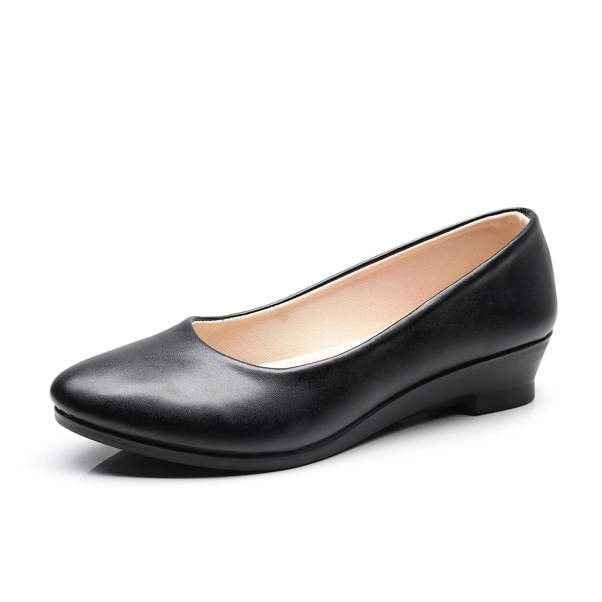 Women Ballet Shoes Black Women Wedges Casual PU Leather Shoes Office Work Boat Shoes Cloth Sweet Loafers Womens Classics Shoes
