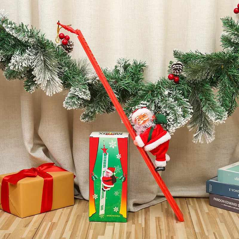 Dropshipping Santa Claus Musical Climbing Rope Ladder Electric Musical Toy Ornaments for Holiday Season MOQ 1 Piece