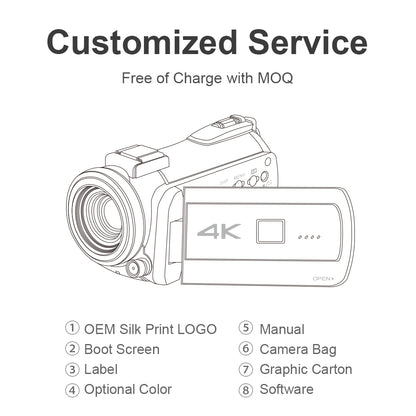 4K Professional 12X Optical Zoom Digital Camcorder WiFi Camera 3.1 Inch  IPS Touch Screen Video Camera ORDRO AC5