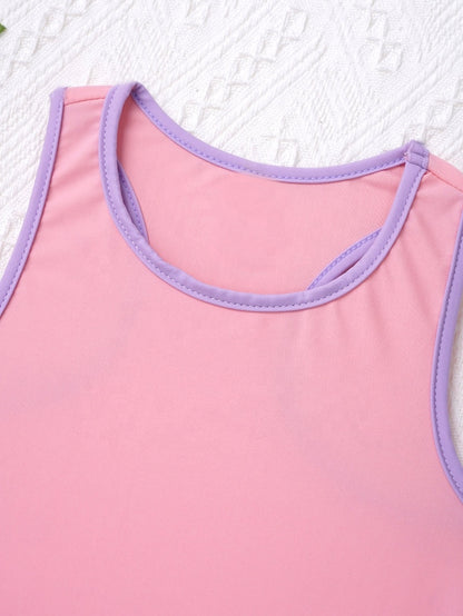 2Pcs Kids Sleeveless Top and Skirt Set Girls Tennis Suit for Running Gym Tennis Golf Sportswear