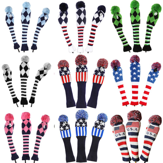 Golf 3pcs/Set Knitted Pom Sock Covers 1-3-5