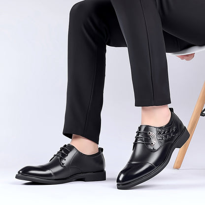 Luxury Dress Shoes Cow Leather Height Increasing Footwear Men's British Leather Shoes Men's Retro Faux Leather Cowboy Shoes