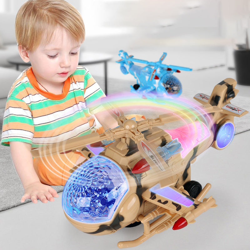 Electric Universal Colorful Music Fighter Model Toy Children's Plane Airplanes Helicopter Toys for Kids