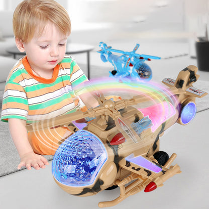 Electric Universal Colorful Music Fighter Model Toy Children's Plane Airplanes Helicopter Toys for Kids