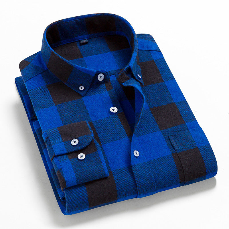 Men's Long Sleeve Plaid Cotton Shirt Casual Spring Autumn