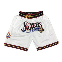 Embroidery Basketball Shorts Retro Sweat Vintage Bulls Magic Heat All Star Basketball Wear Shorts Zipper Pockets Just Men Don
