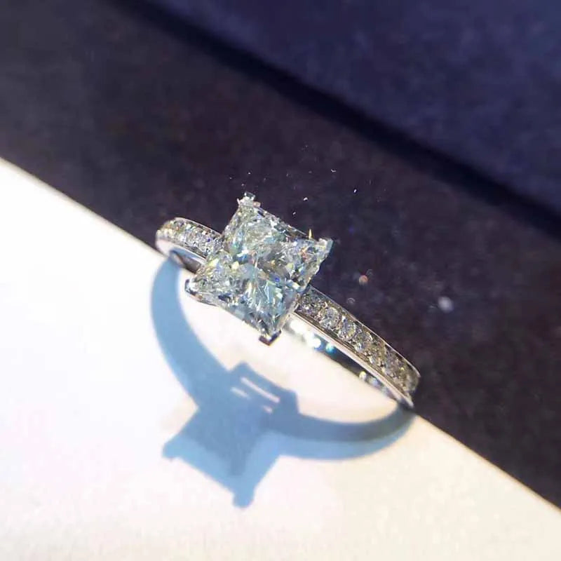 CC Jewelry Fashion Rings for Women Silver Color Simple Design Princess Square Wedding Engagement Bijoux Drop Shipping CC631