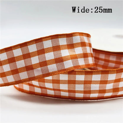5yards/Lot 25mm Plaid Ribbon Christmas Decor Ribbon for Handmade Design Christmas Decoration DIY Gift Wrapping