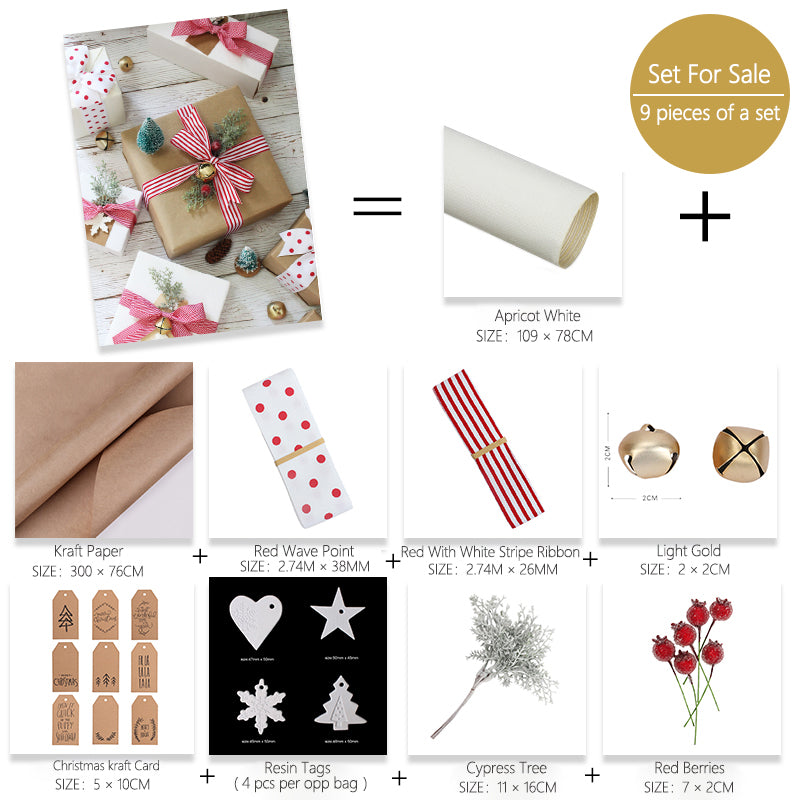 Christmas Decoration Gift Wrapping Set Christmas Wrapping Paper Ribbon for Packaging