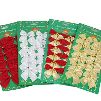 Christmas Tree Bow Decorations, New Year, Holiday Party Decoration, 6cm, 12Pcs