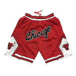Embroidery Basketball Shorts Retro Sweat Vintage Bulls Magic Heat All Star Basketball Wear Shorts Zipper Pockets Just Men Don