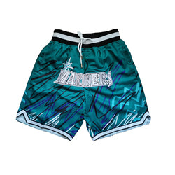 Embroidery Basketball Shorts Retro Sweat Vintage Bulls Magic Heat All Star Basketball Wear Shorts Zipper Pockets Just Men Don