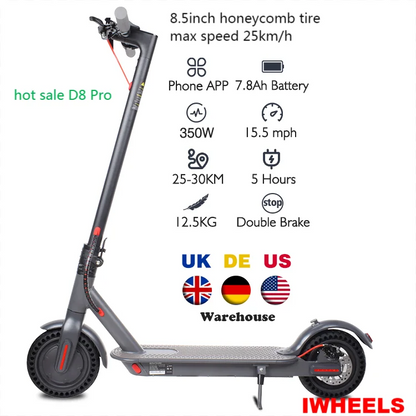 Phone App Fold E-Scooter Double Brake Fast Electric Scooter 15.5MPH Electric UK USA Delivery Scooters