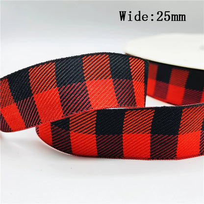 5yards/Lot 25mm Plaid Ribbon Christmas Decor Ribbon for Handmade Design Christmas Decoration DIY Gift Wrapping