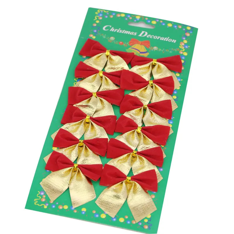 Christmas Tree Bow Decorations, New Year, Holiday Party Decoration, 6cm, 12Pcs