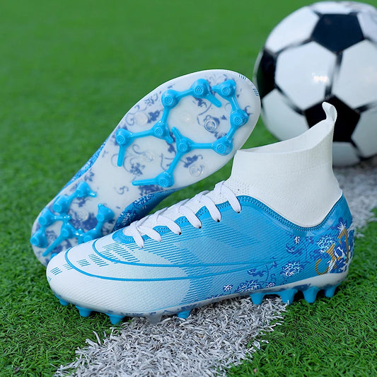 AG Custom Men's Football Boots High Top Football Trainers Lawn Five-A-Side Outdoor Fashion White Trainers FG Soccer Shoes