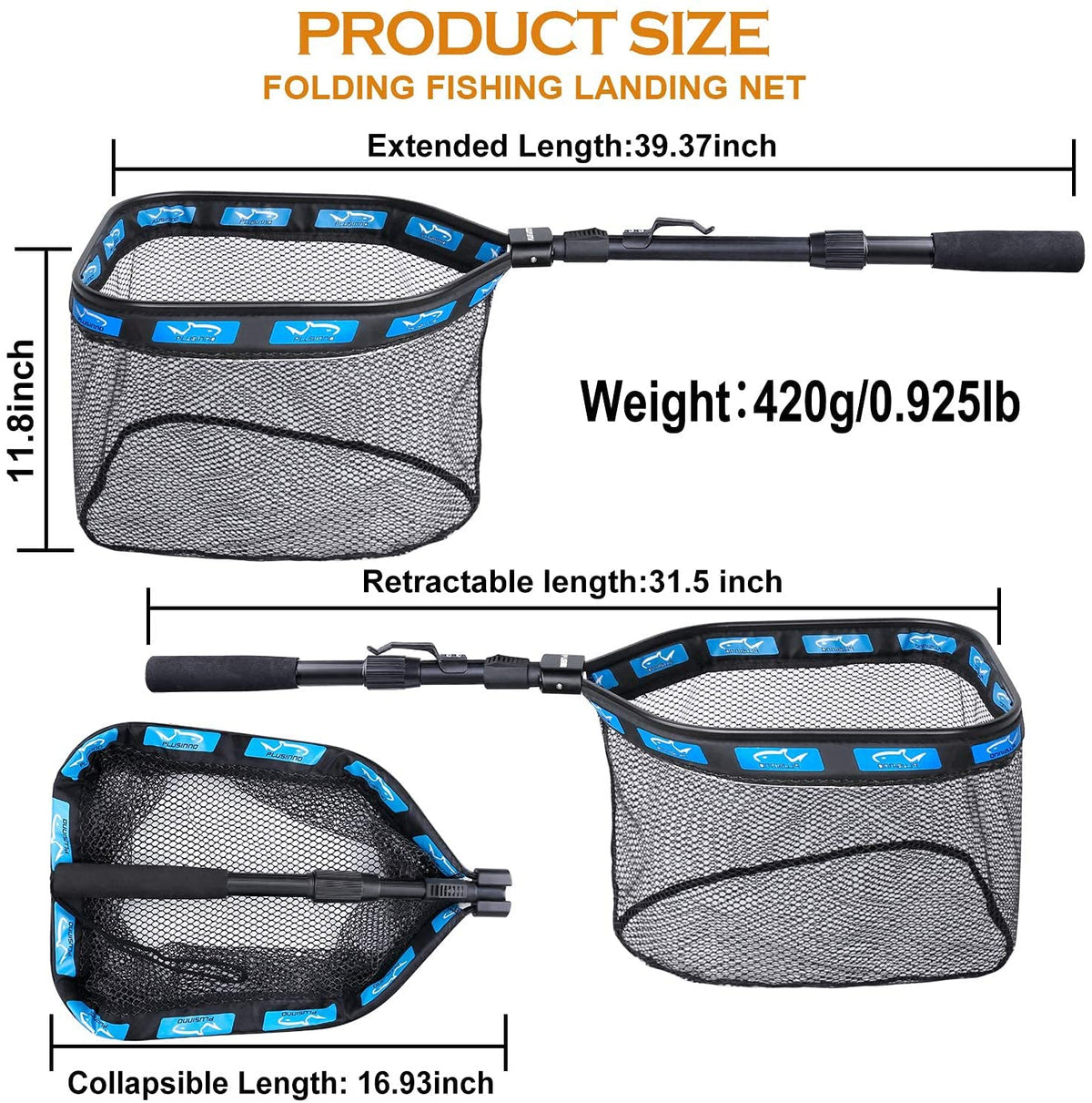 Aluminium Alloy Folded Hand Catch and Release Net  Fishing Tackle Fly Landing Rubber Fishing Net Floating Fishing Net