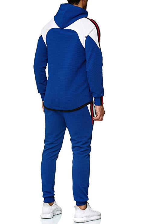 D201  Custom Color Blocking Men's Casual Tracksuit Trends High Quality Jogger Long Pants Hoodie Set Men Clothes