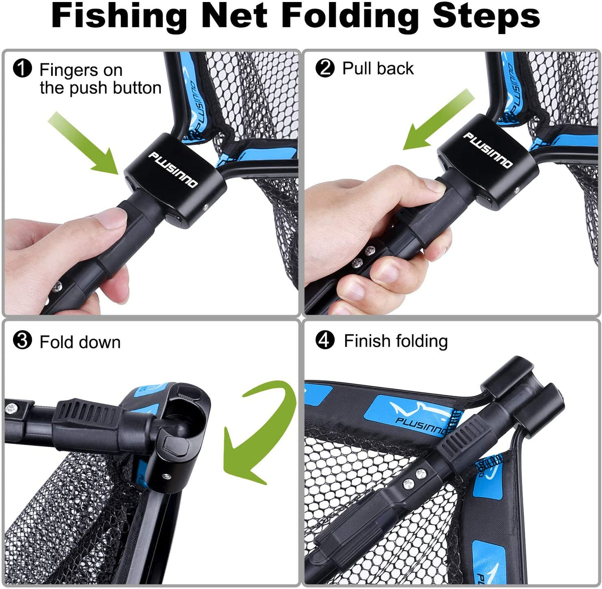 Aluminium Alloy Folded Hand Catch and Release Net  Fishing Tackle Fly Landing Rubber Fishing Net Floating Fishing Net