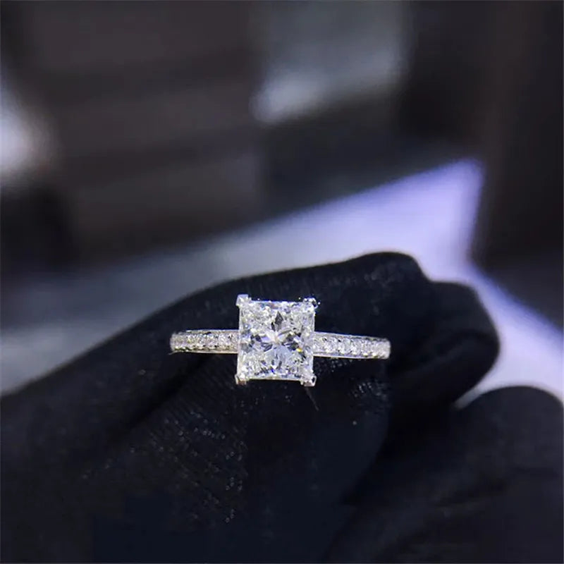 CC Jewelry Fashion Rings for Women Silver Color Simple Design Princess Square Wedding Engagement Bijoux Drop Shipping CC631
