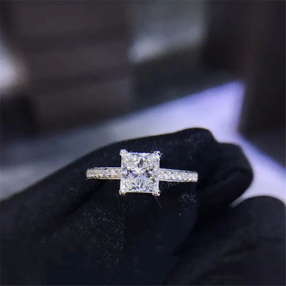 CC Jewelry Fashion Rings for Women Silver Color Simple Design Princess Square Wedding Engagement Bijoux Drop Shipping CC631