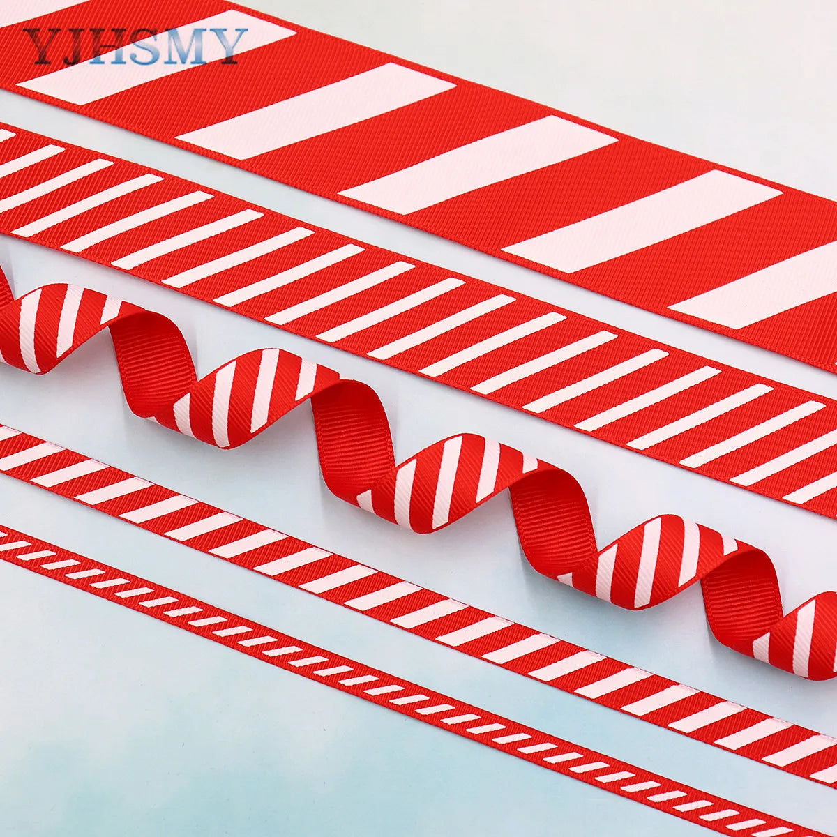 Christmas Ribbon Red White Stripes 5 Yards, Red White Candy Cane, Garland, Gifts, Wrapping, Wreaths, Bows