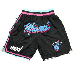 Embroidery Basketball Shorts Retro Sweat Vintage Bulls Magic Heat All Star Basketball Wear Shorts Zipper Pockets Just Men Don