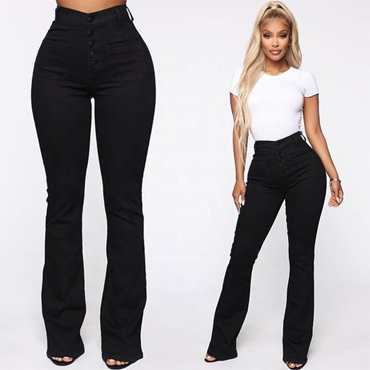 New Hot Sale Best Seller Straight Stylish Black Denim Jeans Women Pants