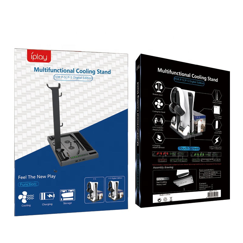 Multi-Function PS5 Console Cooling Fan With Charger Station for PS5/Digital Edition