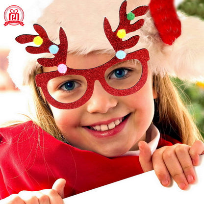 Christmas Glasses Glitter Party Glasses Frames Christmas Decoration Costume Eyeglasses for Christmas Parties Holiday Favors