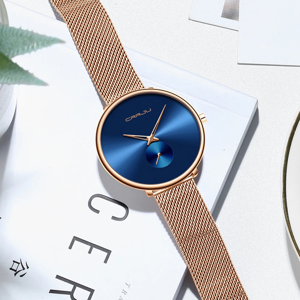 Fashion Women Watch Luxury Casual Simple Ladies Daily Dress Mesh Wristwatch