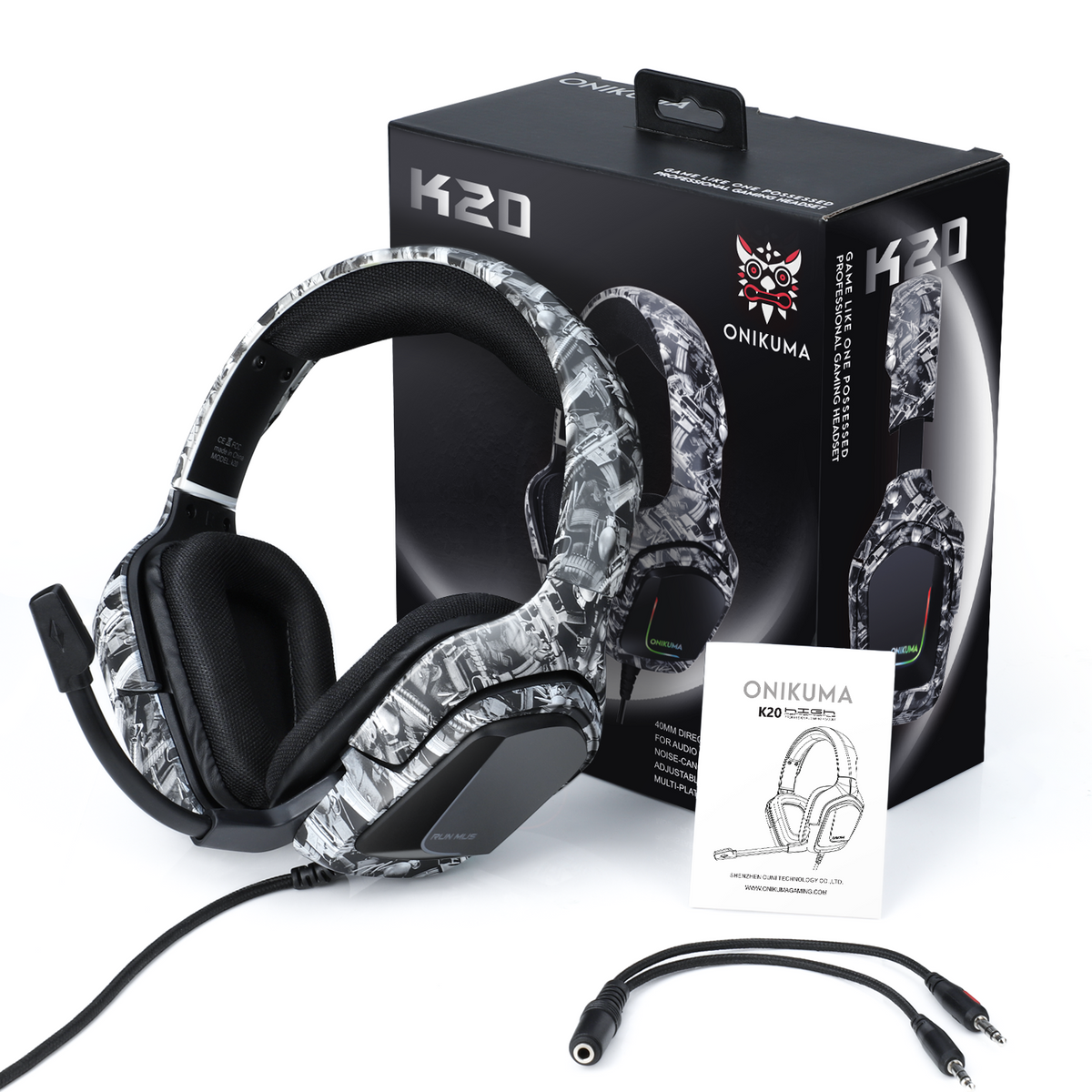 2021 Hot Selling Onikuma K20 Gaming Headset Noise Cancelling Headphones for Xbox PS4 PS5