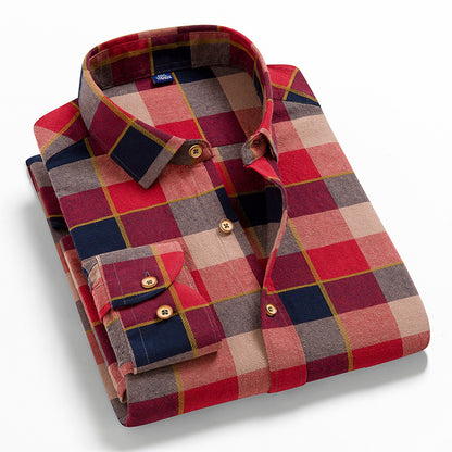 Men's Long Sleeve Plaid Cotton Shirt Casual Spring Autumn