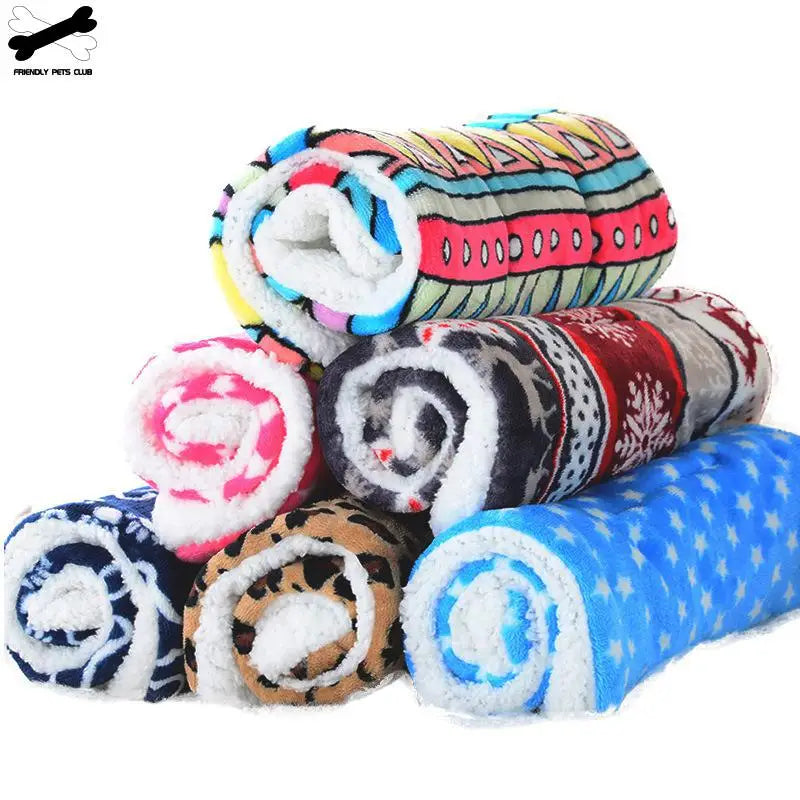 Winter Warm Pet Dog Soft Cushion Large Print Flannel Cotton Mattress Cat Pet Mat Bed Pad Rug Cartoon Printed Cat and Dog Pad