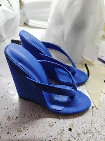 Summer Lightweight Fashion Sandals Round-Toe Flip-Flops Wedge Heels Womens High Heels Shoes Anti-Slippery Outdoor