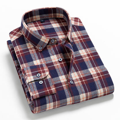 Men's Long Sleeve Plaid Cotton Shirt Casual Spring Autumn